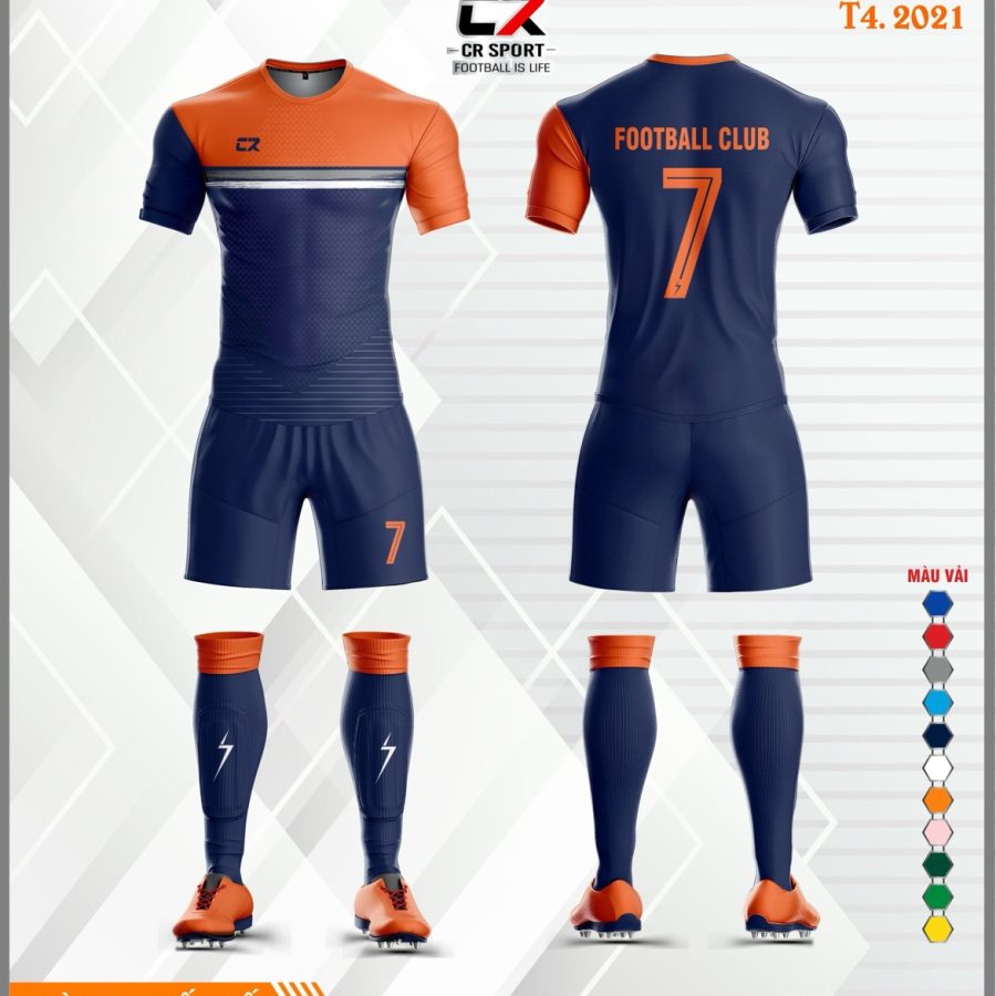 Áo quần bóng đá CR Sport CR1 cam xanh dương