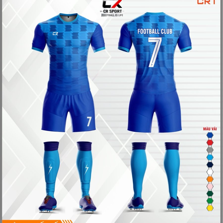 Áo quần bóng đá CR Sport CR1 căn xanh dương