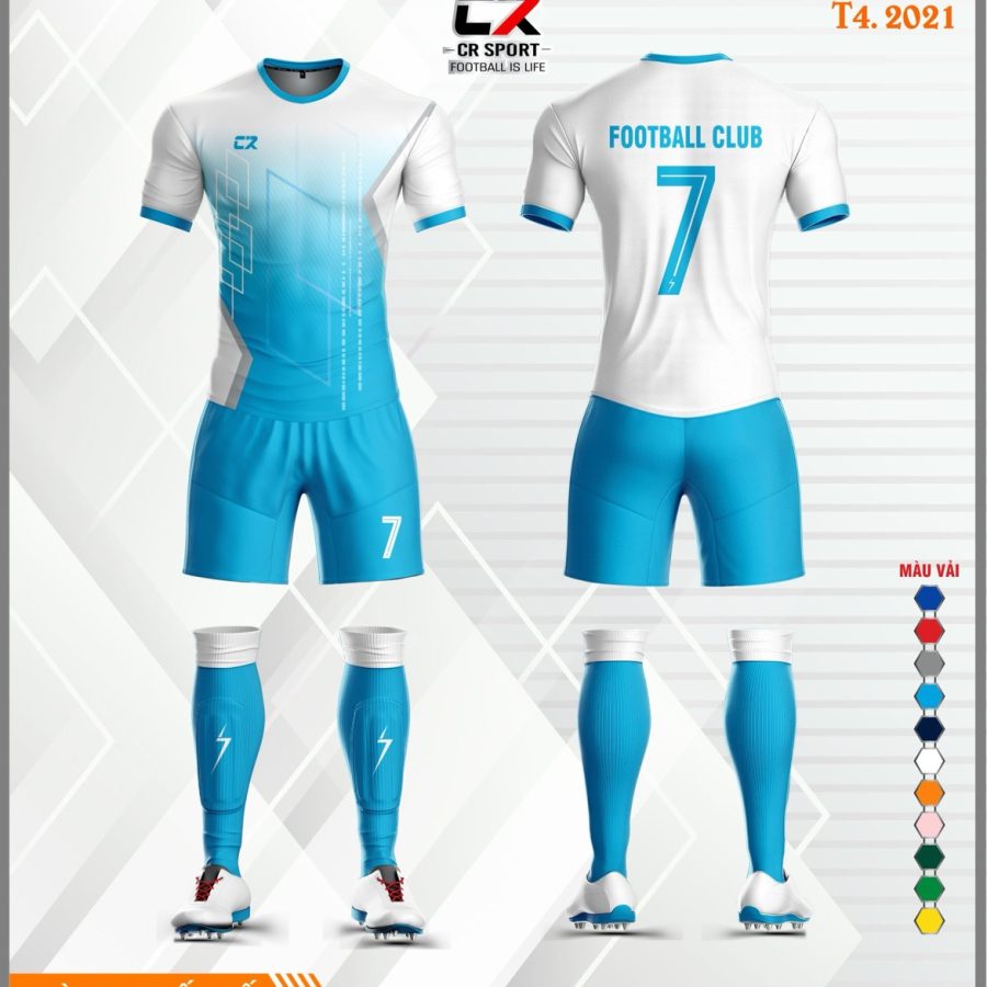 Áo quần bóng đá CR Sport CR1 hbh xanh dương trắng
