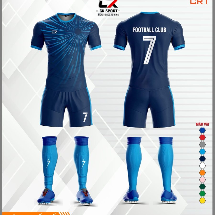 Áo quần bóng đá CR Sport CR1 mạn nhện xanh dương