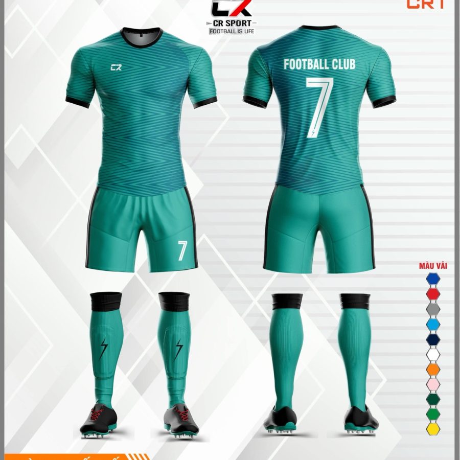 Áo quần bóng đá CR Sport CR1 nhiễu sóng xanh lá