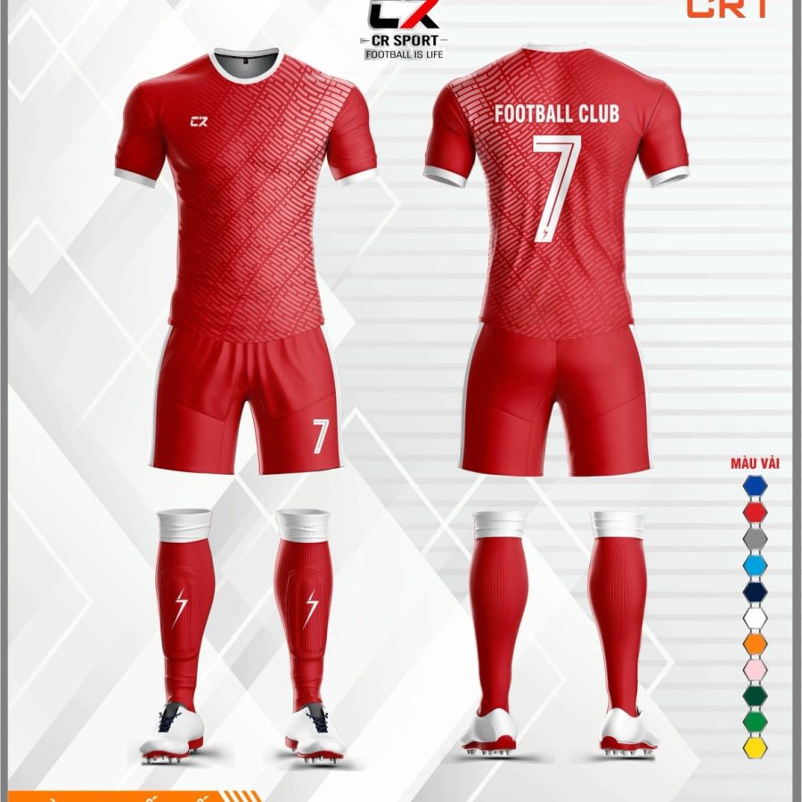 Áo quần bóng đá CR Sport CR1 rằn rằn đỏ