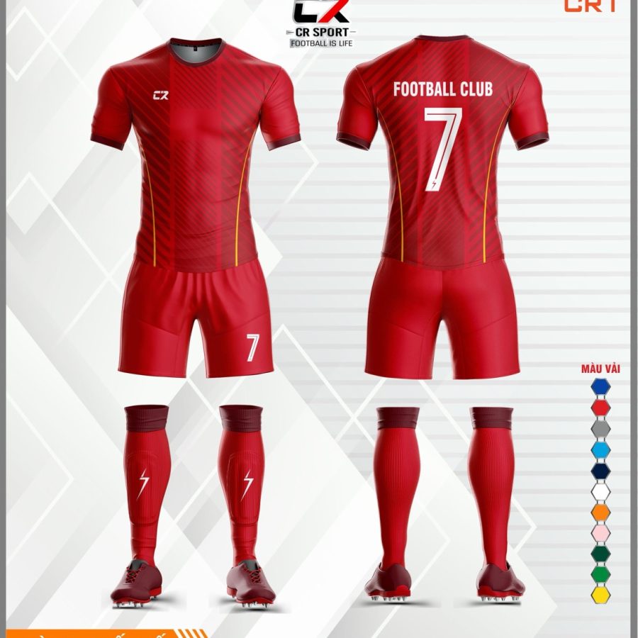 Áo quần bóng đá CR Sport CR1 sọc đỏ