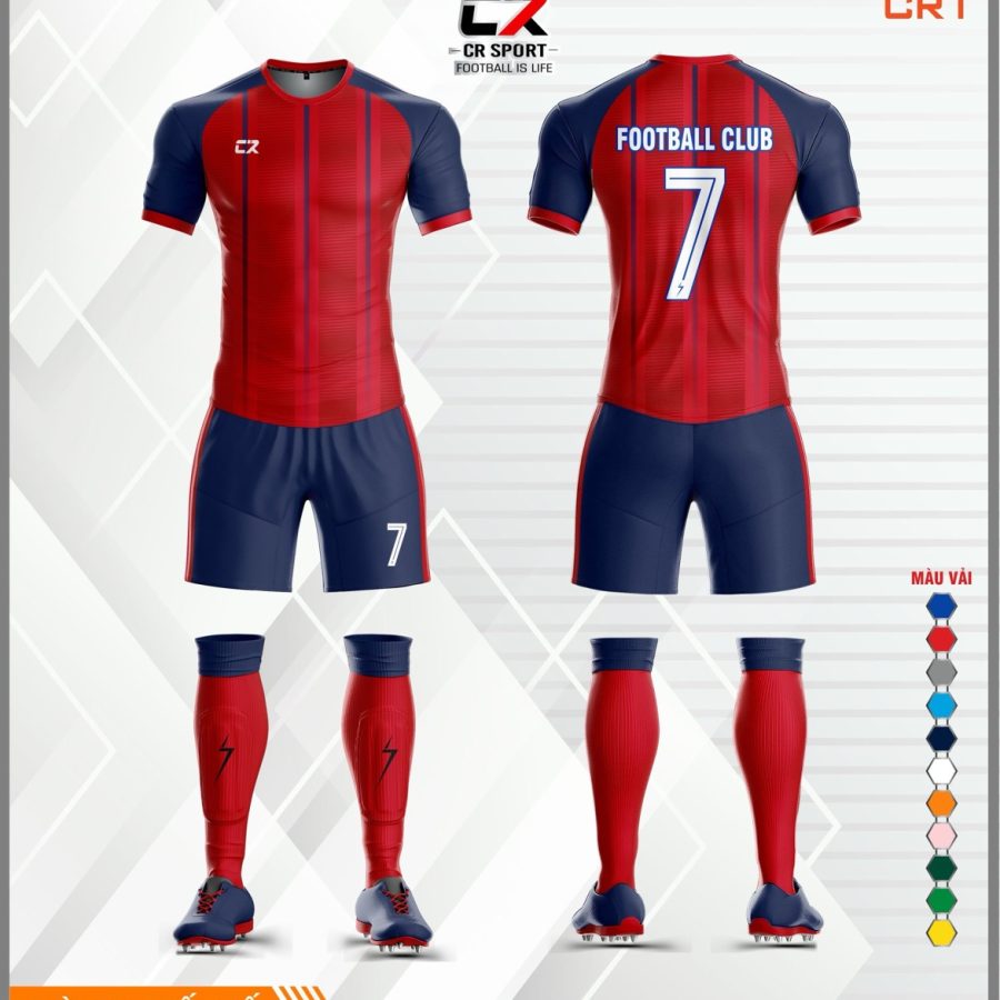 Áo quần bóng đá CR Sport CR1 sọc thẳng đỏ