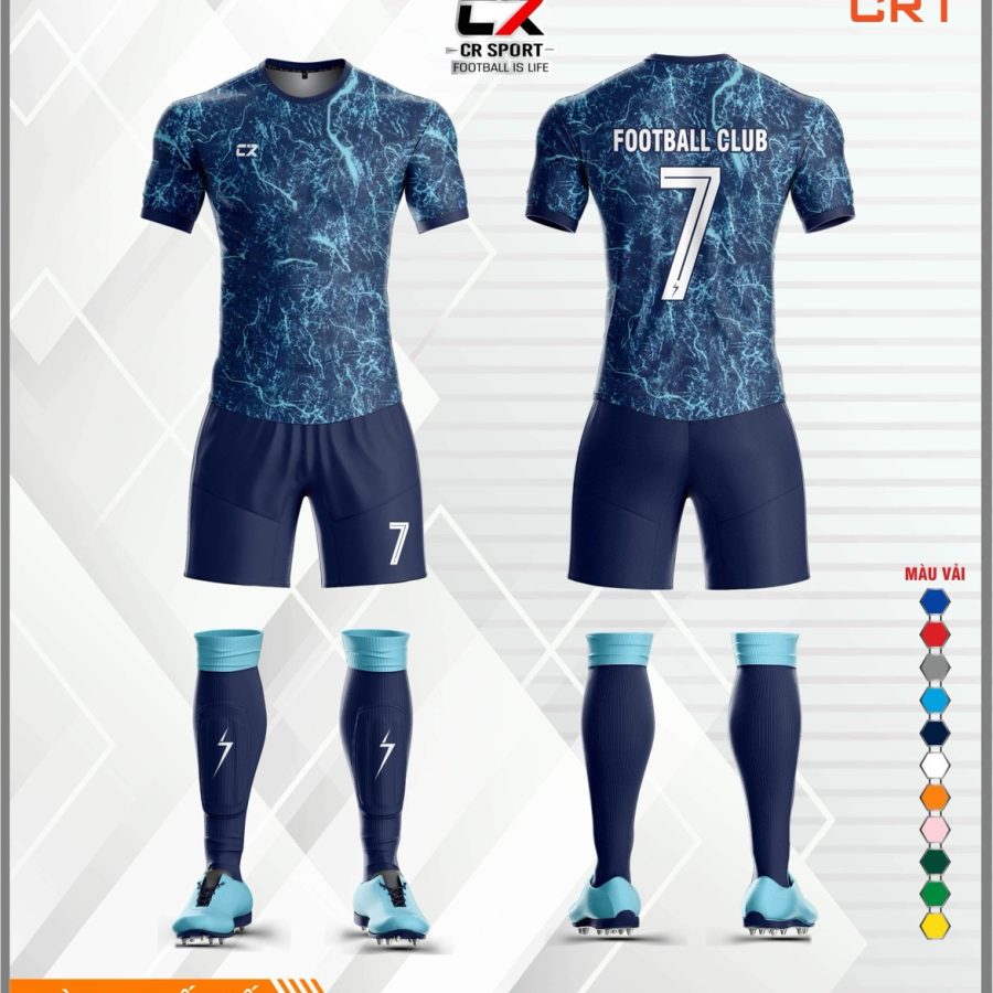 Áo quần bóng đá CR Sport CR1 sóng biển xanh dương
