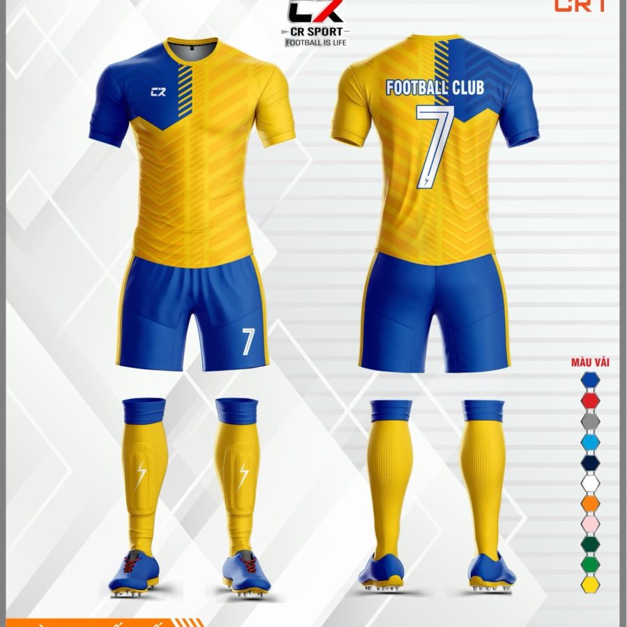 Áo quần bóng đá CR Sport CR1 tốc độ vàng xanh dương