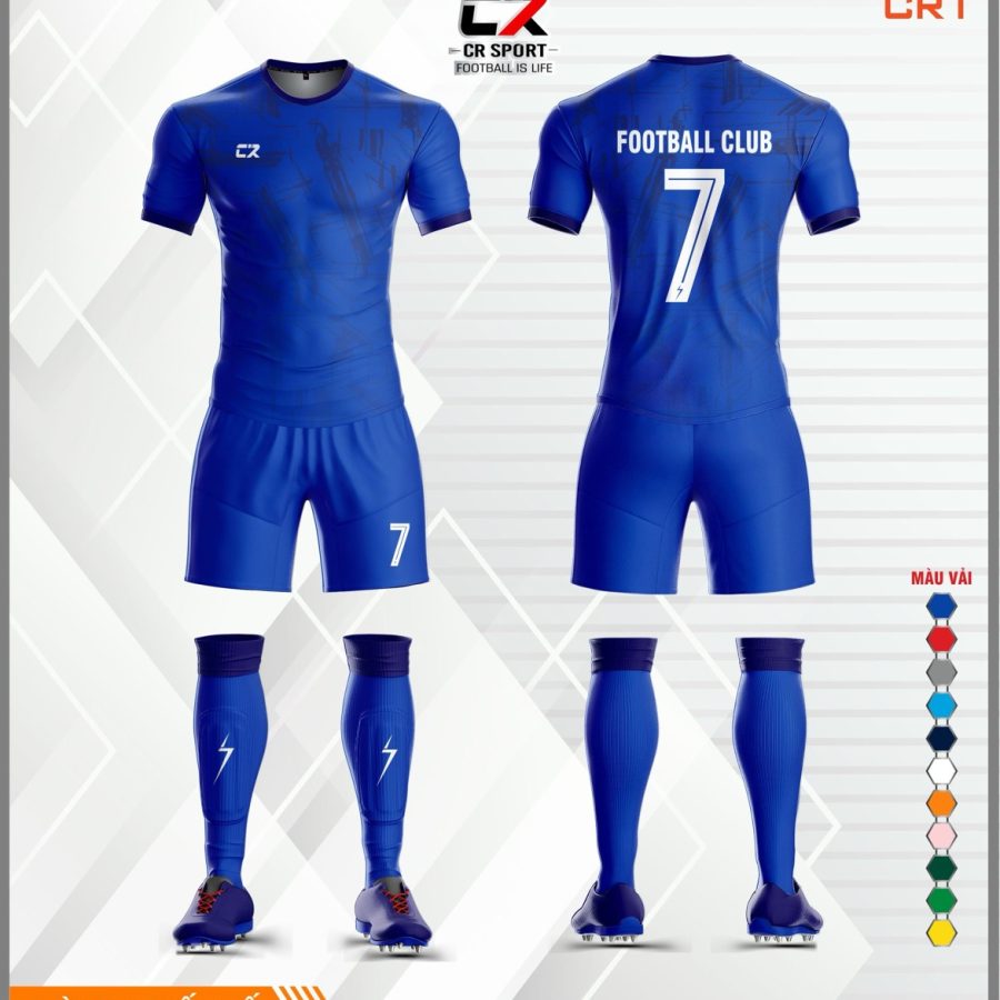 Áo quần bóng đá CR Sport CR1 vết bẩn xanh dương