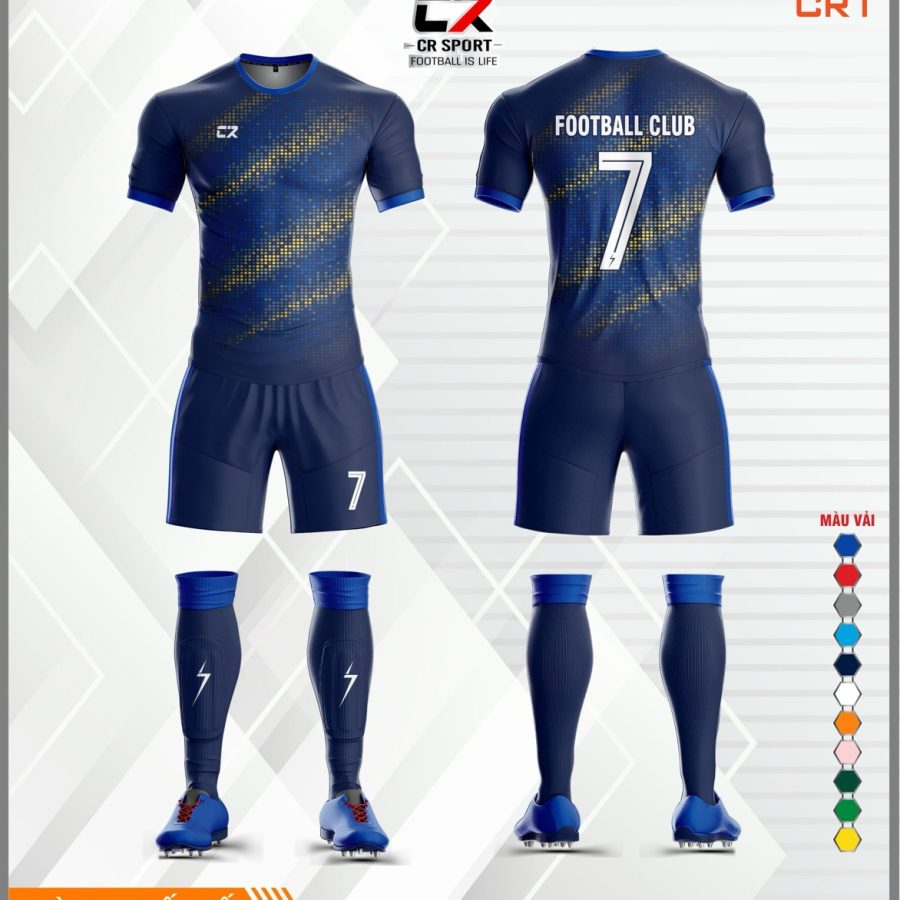 Áo quần bóng đá CR Sport CR1 vết cào vàng xanh dương