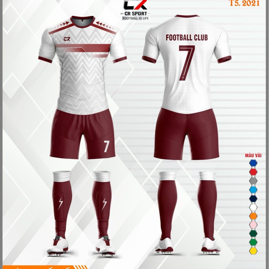 Áo quần bóng đá CR Sport CR3 t5 2021 đỏ trắng bước sóng