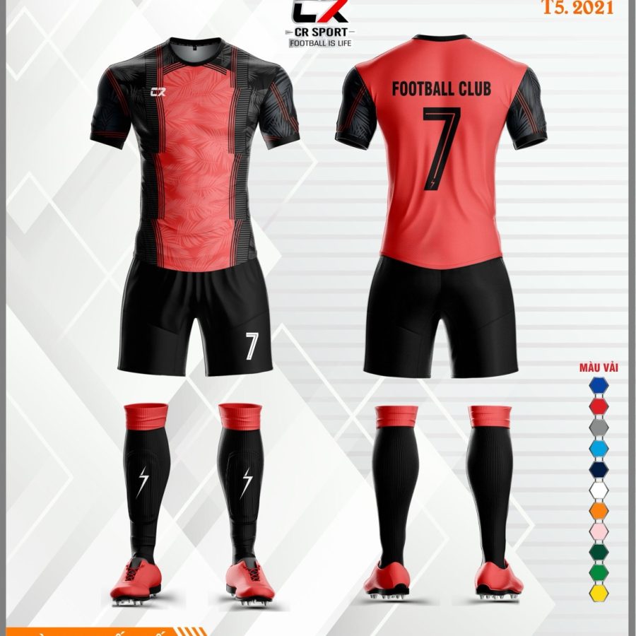 Áo quần bóng đá CR Sport CR3 t5 2021 lá đỏ đen