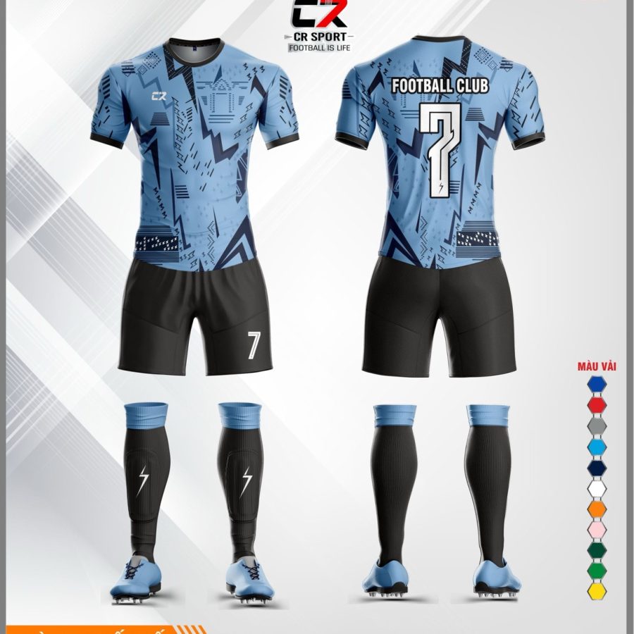 Áo quần bóng đá CR Sport CR3 t7 2021 điện xanh dương đen