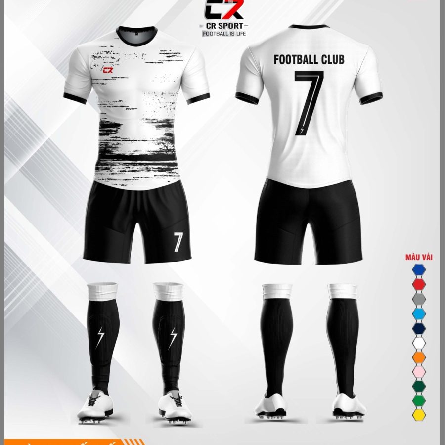 Áo quần bóng đá CR Sport CR3 t7 2021 nhiễu sóng trắng