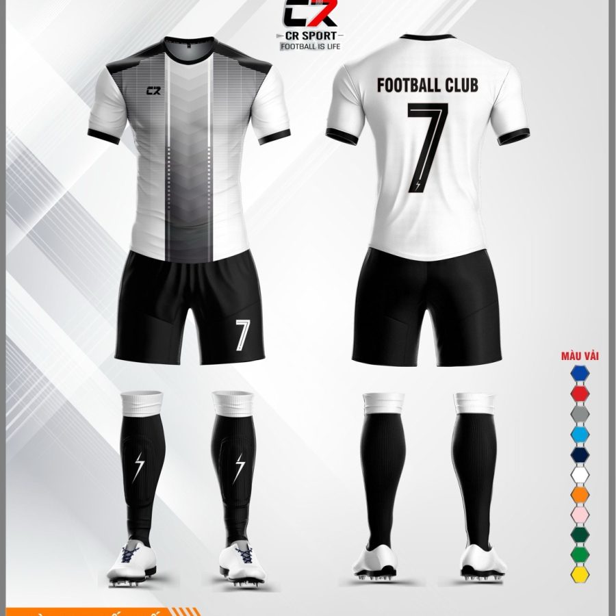 Áo quần bóng đá CR Sport CR3 t8 2020 trắng đen