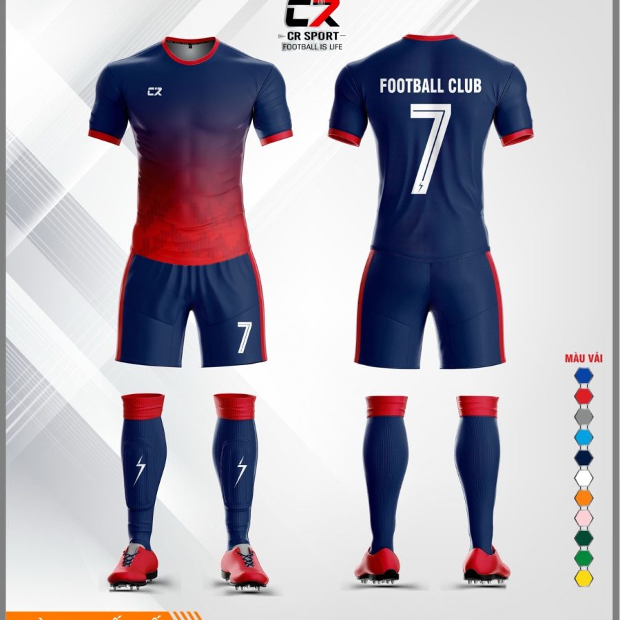 Áo quần bóng đá CR Sport CR3 t8 2020 xanh dương đỏ