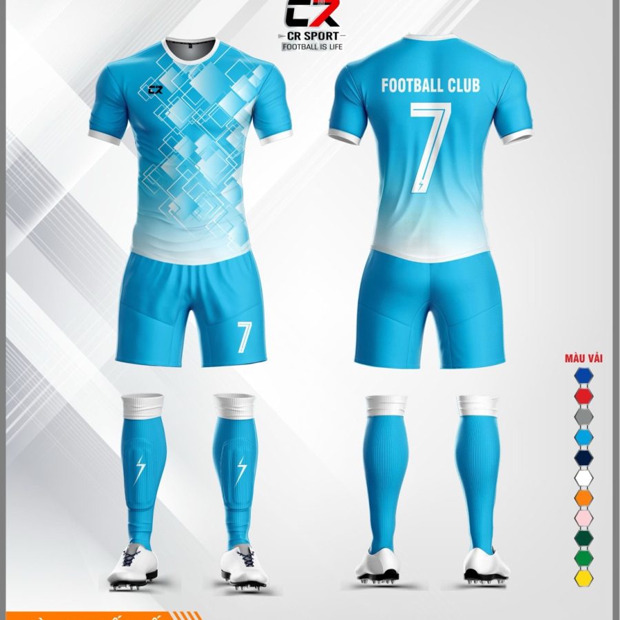 Áo quần bóng đá CR Sport CR3 t8 2020 xanh dương nhạt