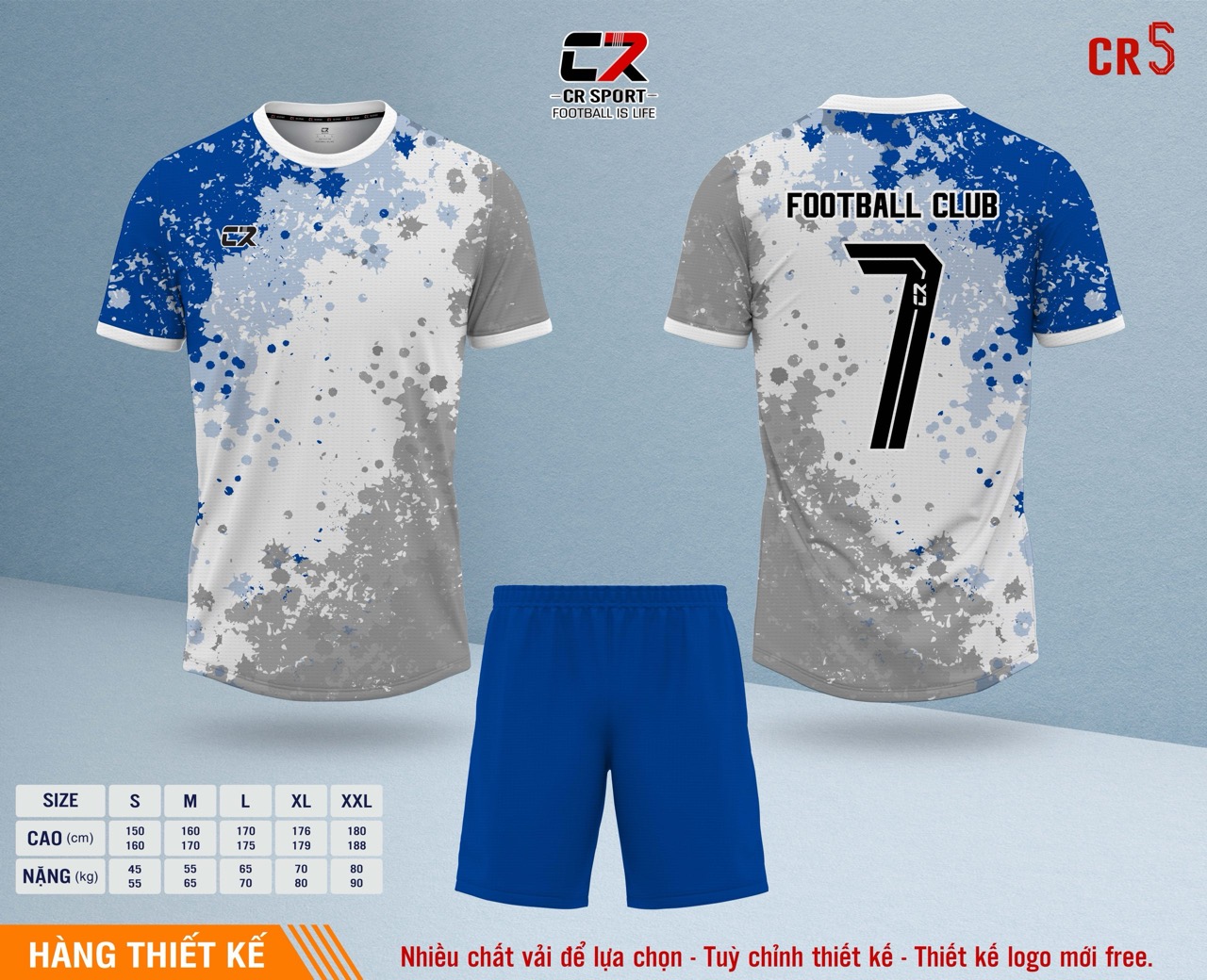 Áo quần bóng đá CR Sport yêu cầu CR5 mẫu 1 Áo quần bóng đá CR Sport yêu cầu CR5 mẫu 1