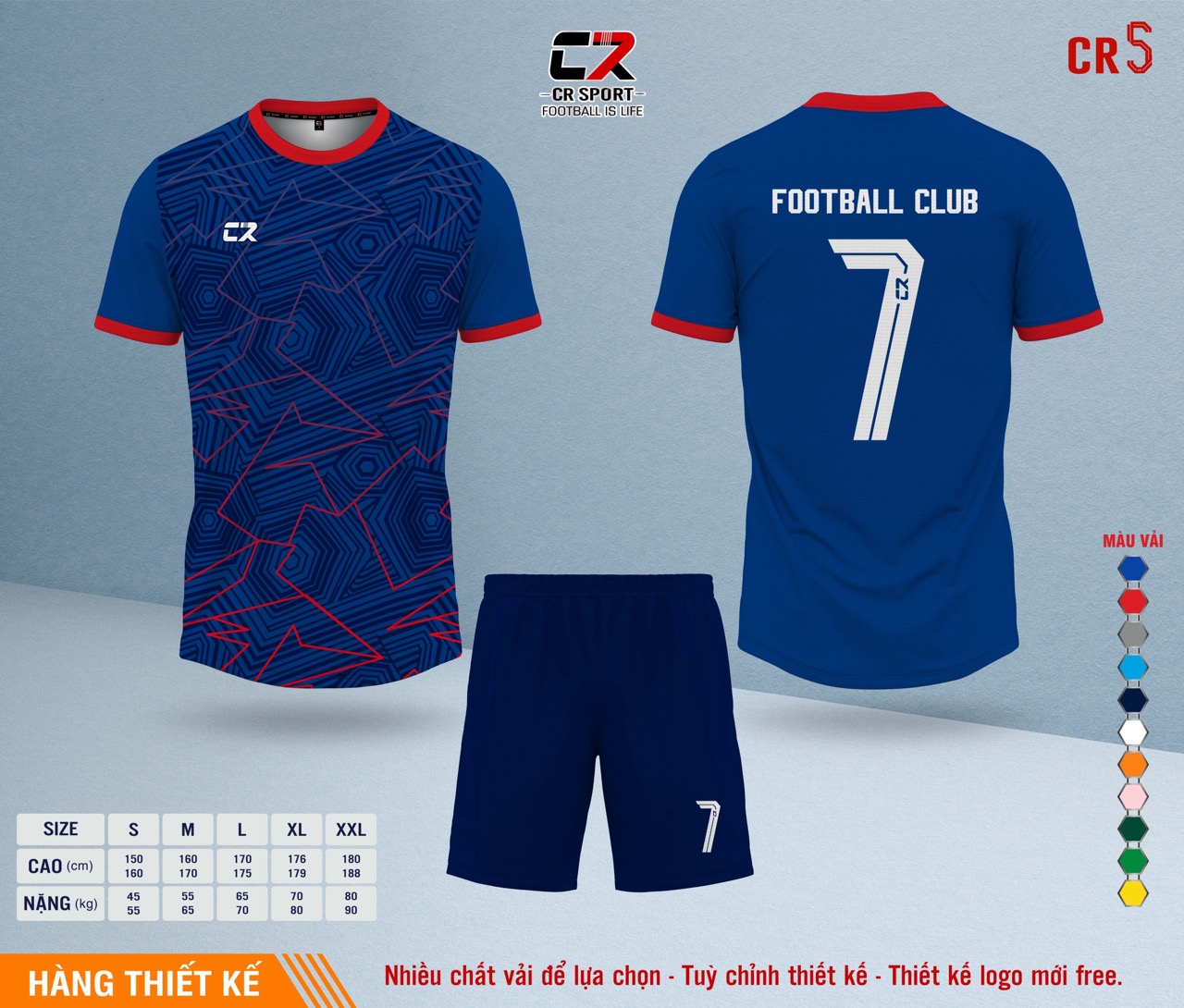 Áo quần bóng đá CR Sport yêu cầu CR5 mẫu 12 Áo quần bóng đá CR Sport yêu cầu CR5 mẫu 12