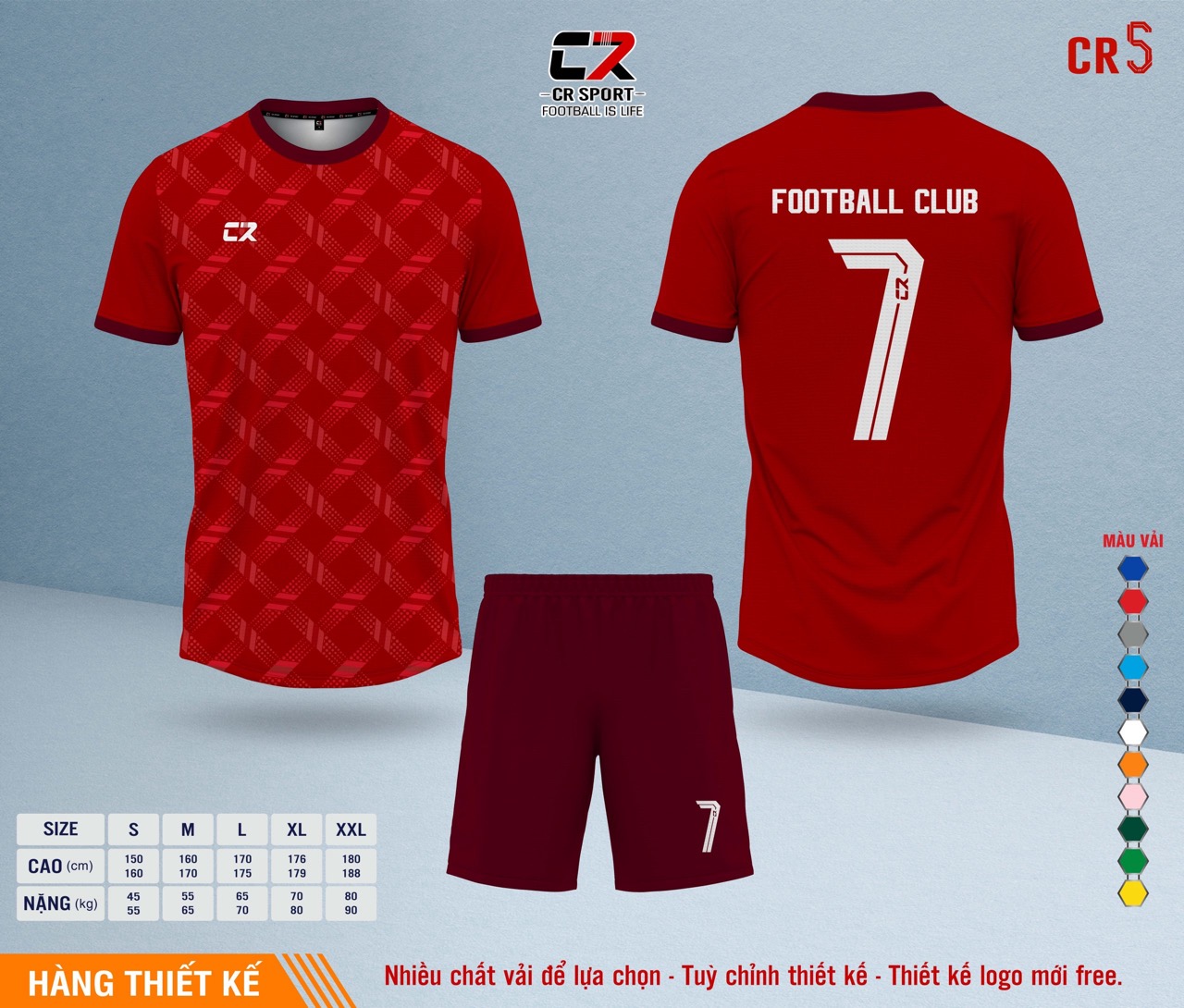 Áo quần bóng đá CR Sport yêu cầu CR5 mẫu 14 Áo quần bóng đá CR Sport yêu cầu CR5 mẫu 14