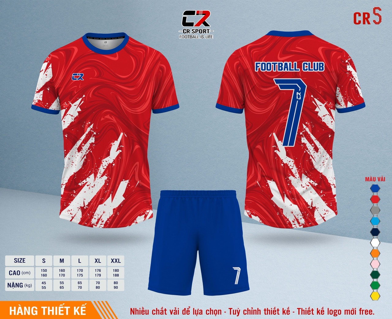 Áo quần bóng đá CR Sport yêu cầu CR5 mẫu 17 Áo quần bóng đá CR Sport yêu cầu CR5 mẫu 17