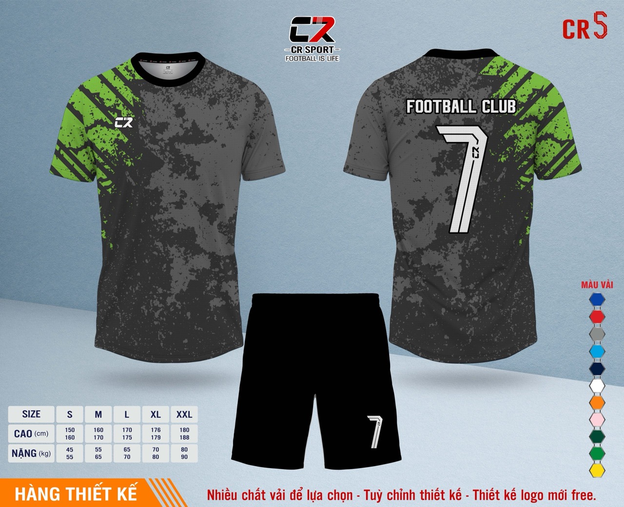 Áo quần bóng đá CR Sport yêu cầu CR5 mẫu 18 Áo quần bóng đá CR Sport yêu cầu CR5 mẫu 18