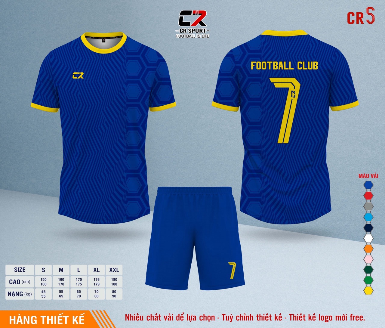 Áo quần bóng đá CR Sport yêu cầu CR5 mẫu 2 Áo quần bóng đá CR Sport yêu cầu CR5 mẫu 2