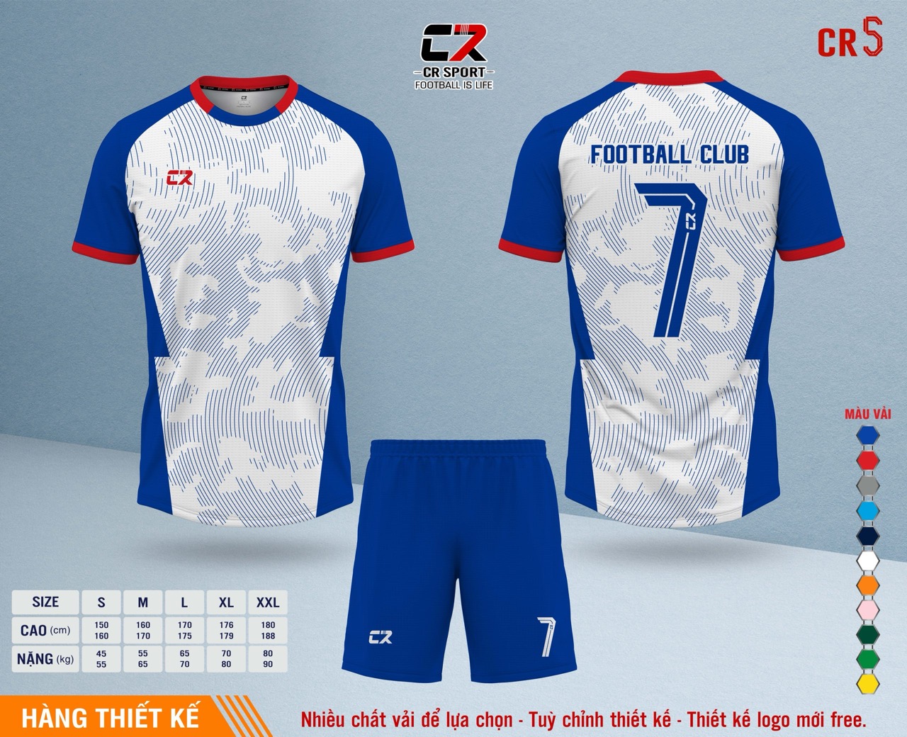 Áo quần bóng đá CR Sport yêu cầu CR5 mẫu 20 Áo quần bóng đá CR Sport yêu cầu CR5 mẫu 20