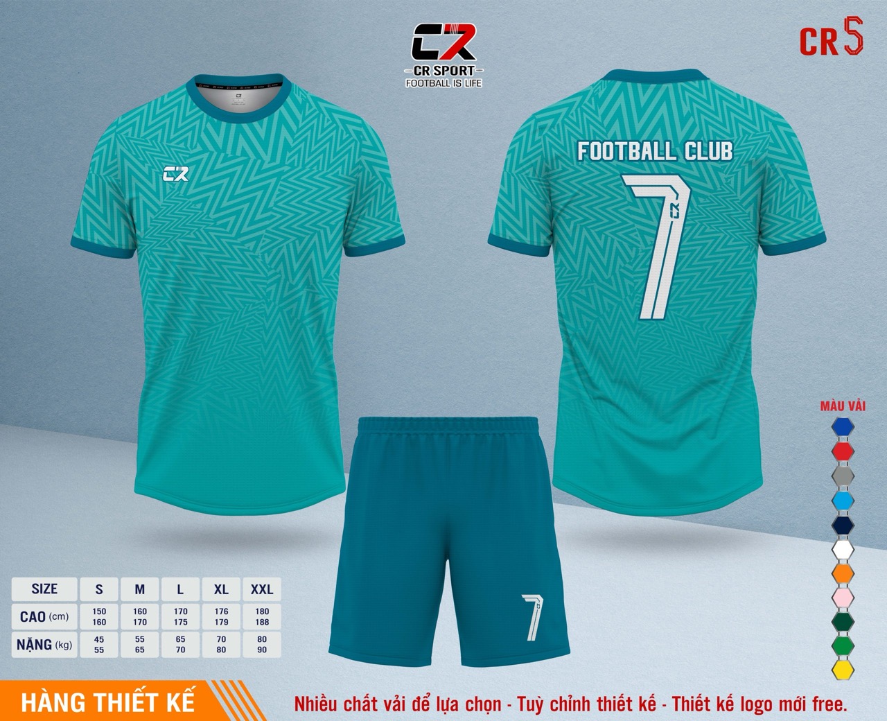 Áo quần bóng đá CR Sport yêu cầu CR5 mẫu 22 Áo quần bóng đá CR Sport yêu cầu CR5 mẫu 22