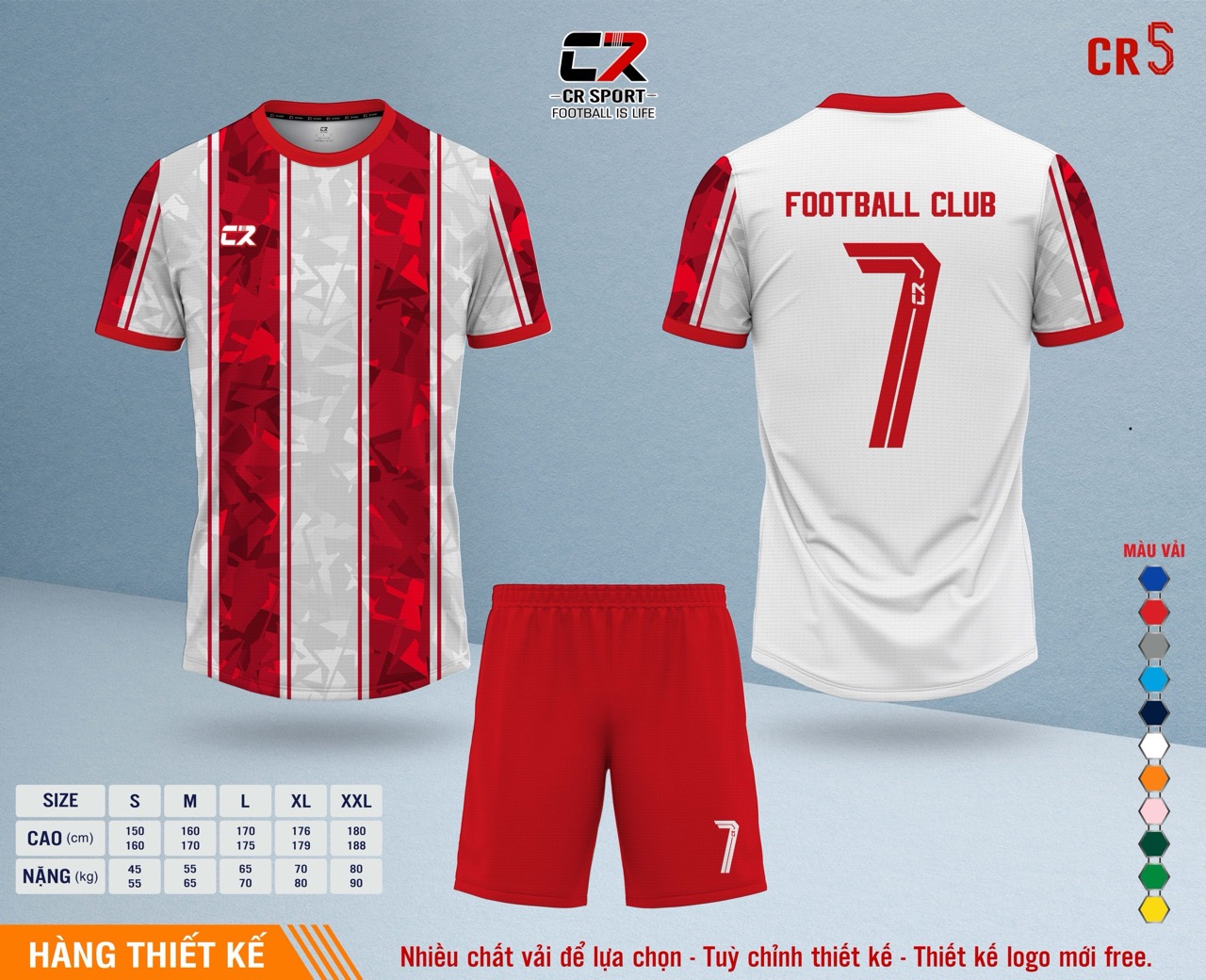 Áo quần bóng đá CR Sport yêu cầu CR5 mẫu 23 Áo quần bóng đá CR Sport yêu cầu CR5 mẫu 23