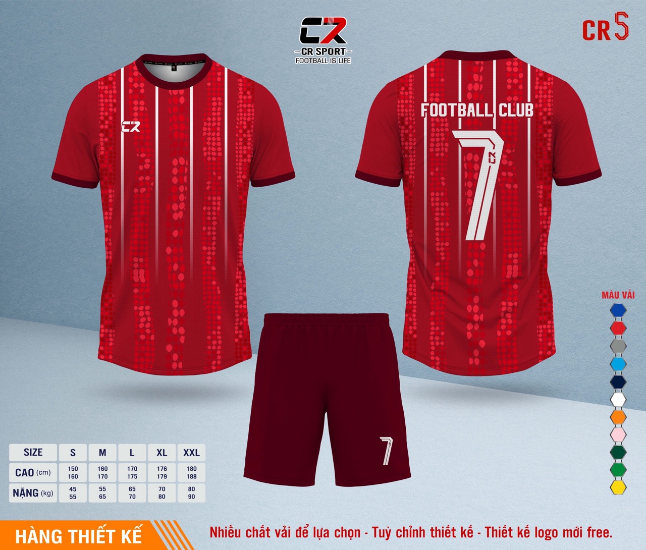 Áo quần bóng đá CR Sport yêu cầu CR5 mẫu 28 Áo quần bóng đá CR Sport yêu cầu CR5 mẫu 28