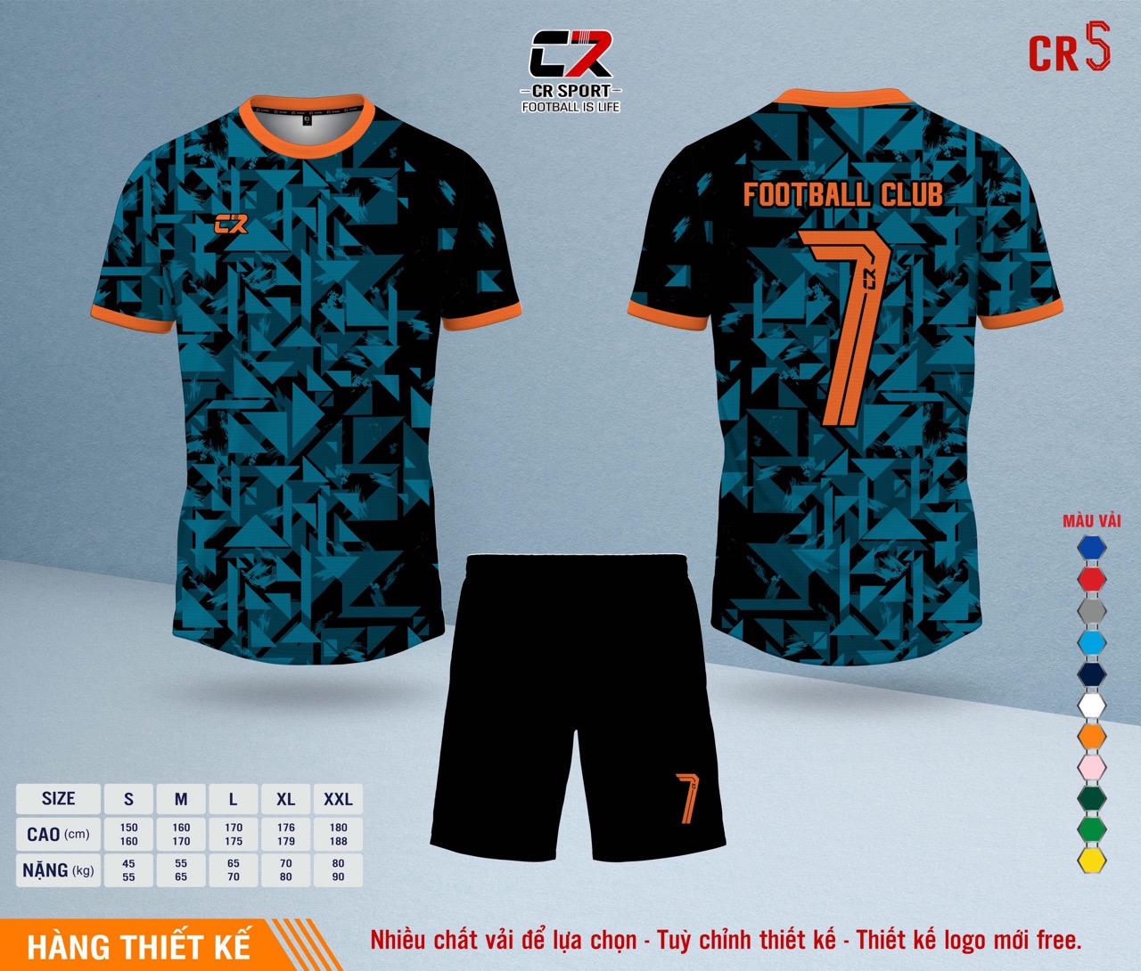 Áo quần bóng đá CR Sport yêu cầu CR5 mẫu 3 Áo quần bóng đá CR Sport yêu cầu CR5 mẫu 3