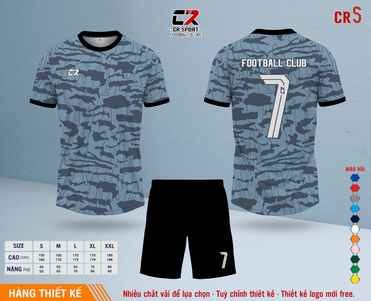 Áo quần bóng đá CR Sport yêu cầu CR5 mẫu 31 Áo quần bóng đá CR Sport yêu cầu CR5 mẫu 31