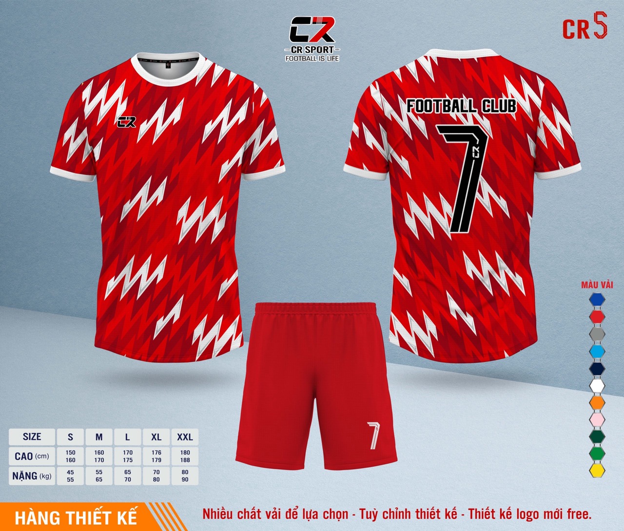 Áo quần bóng đá CR Sport yêu cầu CR5 mẫu 4 Áo quần bóng đá CR Sport yêu cầu CR5 mẫu 4