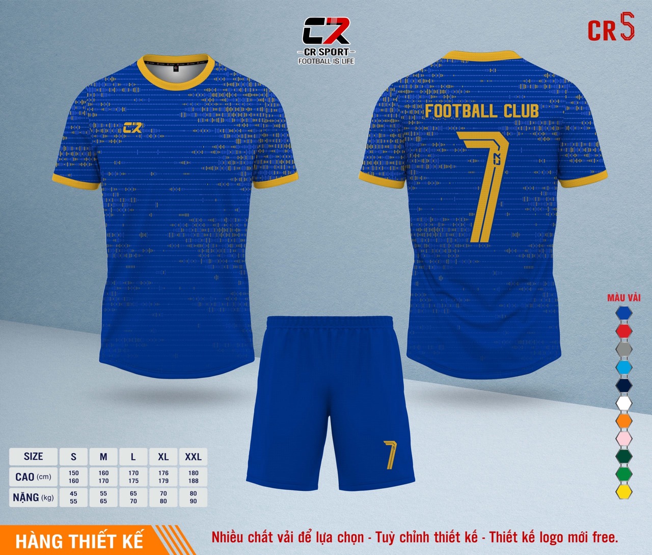 Áo quần bóng đá CR Sport yêu cầu CR5 mẫu 6 Áo quần bóng đá CR Sport yêu cầu CR5 mẫu 6