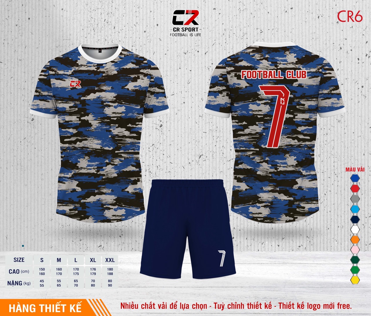 Áo quần bóng đá CR Sport yêu cầu CR6 mẫu 12 Áo quần bóng đá CR Sport yêu cầu CR6 mẫu 12