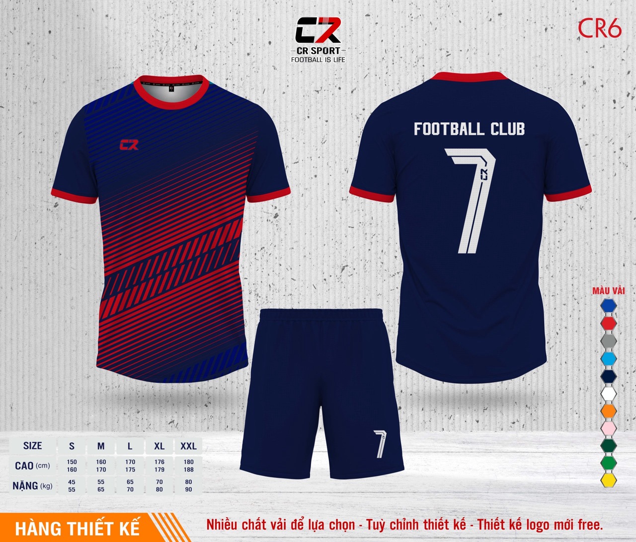 Áo quần bóng đá CR Sport yêu cầu CR6 mẫu 21 Áo quần bóng đá CR Sport yêu cầu CR6 mẫu 21