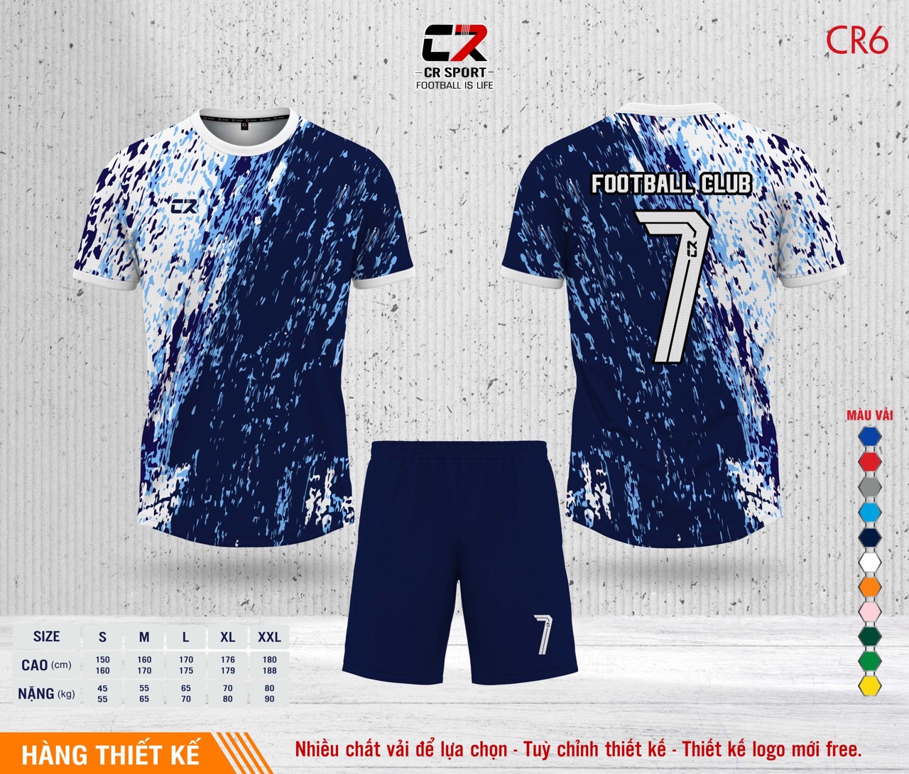 Áo quần bóng đá CR Sport yêu cầu CR6 mẫu 25 Áo quần bóng đá CR Sport yêu cầu CR6 mẫu 25
