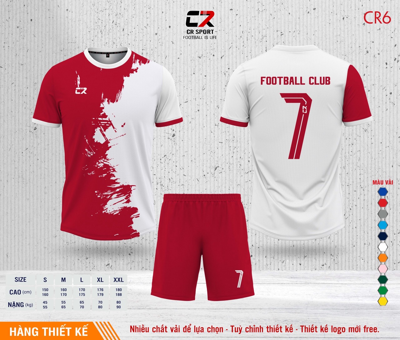 Áo quần bóng đá CR Sport yêu cầu CR6 mẫu 32 Áo quần bóng đá CR Sport yêu cầu CR6 mẫu 32
