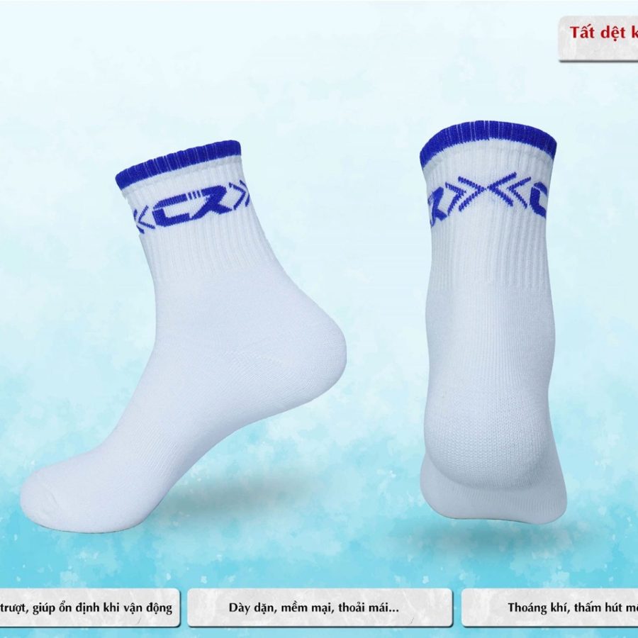 Tất dệt kim CR 201 trắng xanh dương