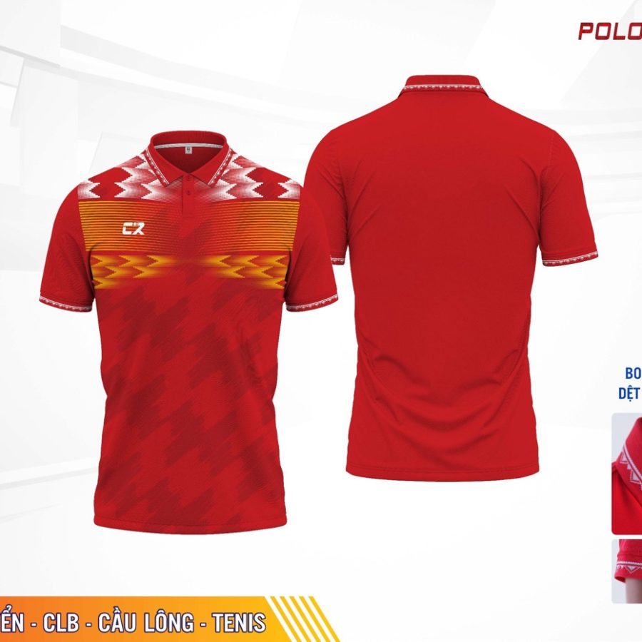 Trang phục thể thao nam nữ CR Multi Polo 3 đỏ