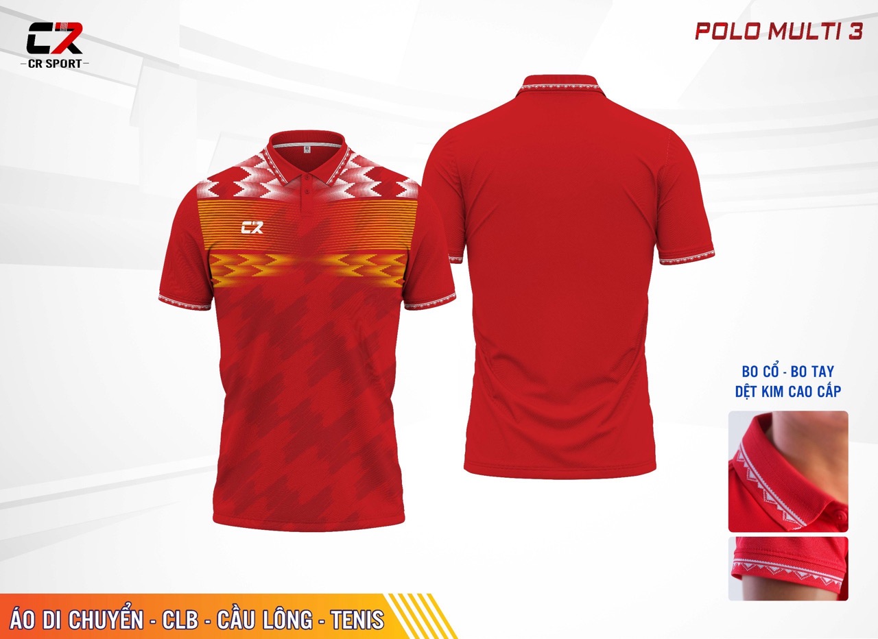 Trang phục thể thao nam nữ CR Multi Polo 3 đỏ Trang phục thể thao nam nữ CR Multi Polo 3 đỏ