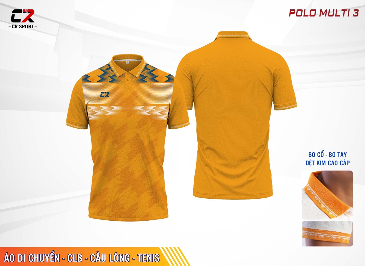 Trang phục thể thao nam nữ CR Multi Polo 3 vàng Trang phục thể thao nam nữ CR Multi Polo 3 vàng