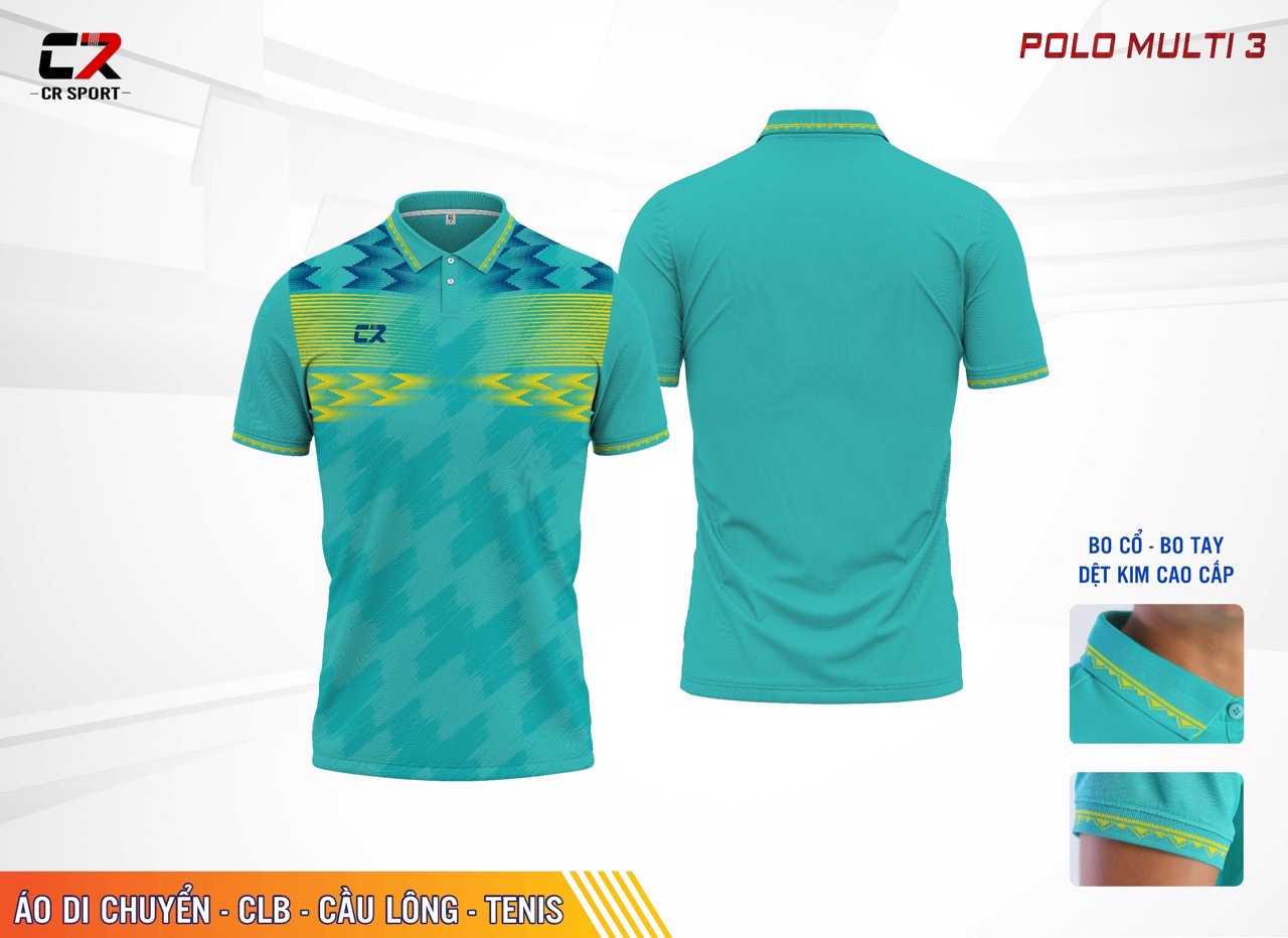 Trang phục thể thao nam nữ CR Multi Polo 3 xanh lá Trang phục thể thao nam nữ CR Multi Polo 3 xanh lá