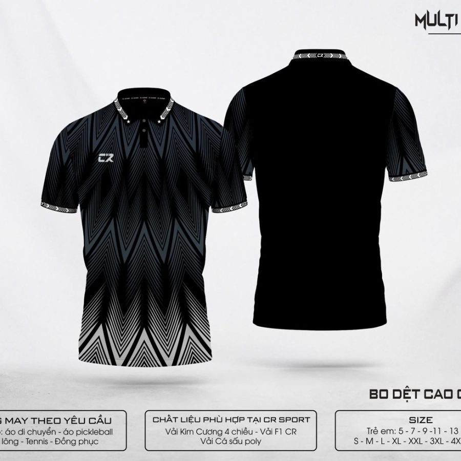 Trang phục thể thao nam nữ CR Multi Polo 5 đen