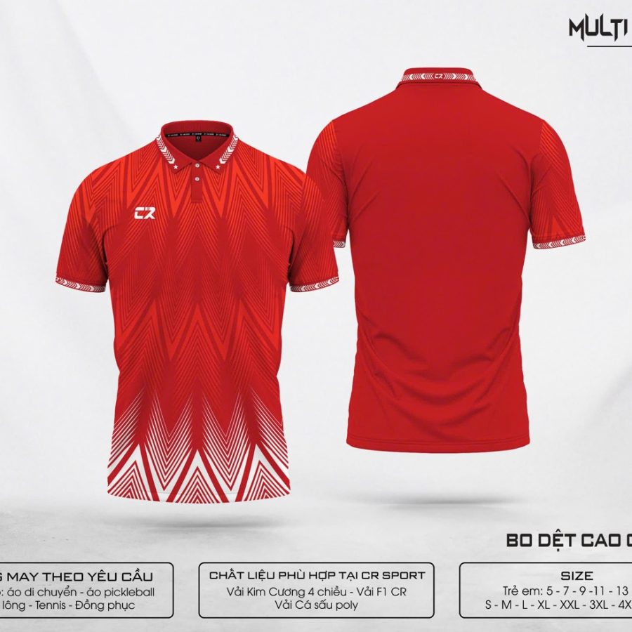 Trang phục thể thao nam nữ CR Multi Polo 5 đỏ