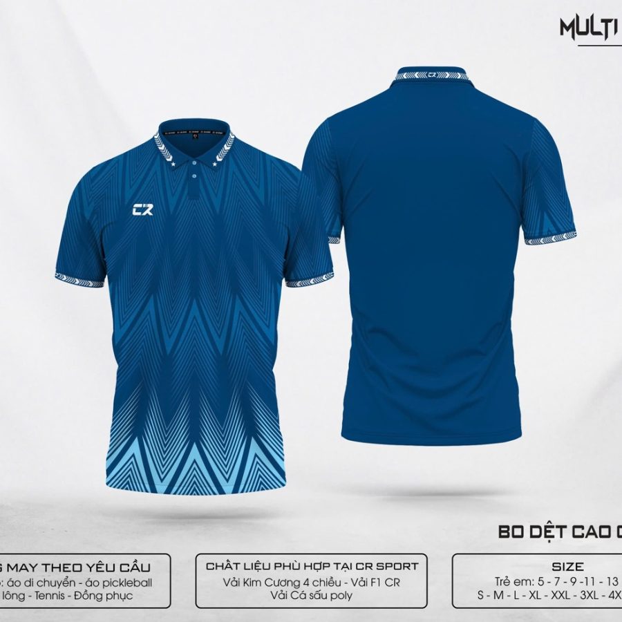 Trang phục thể thao nam nữ CR Multi Polo 5 xanh dương đậm