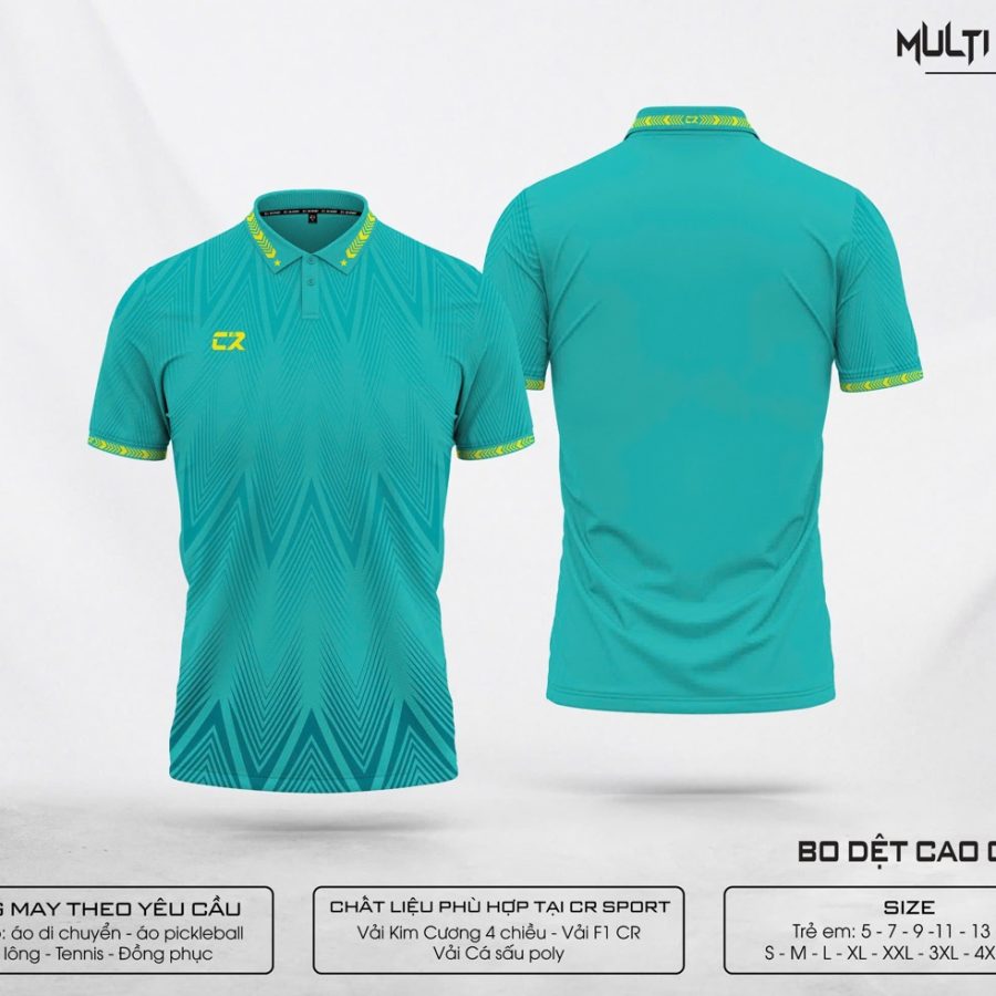 Trang phục thể thao nam nữ CR Multi Polo 5 xanh lá