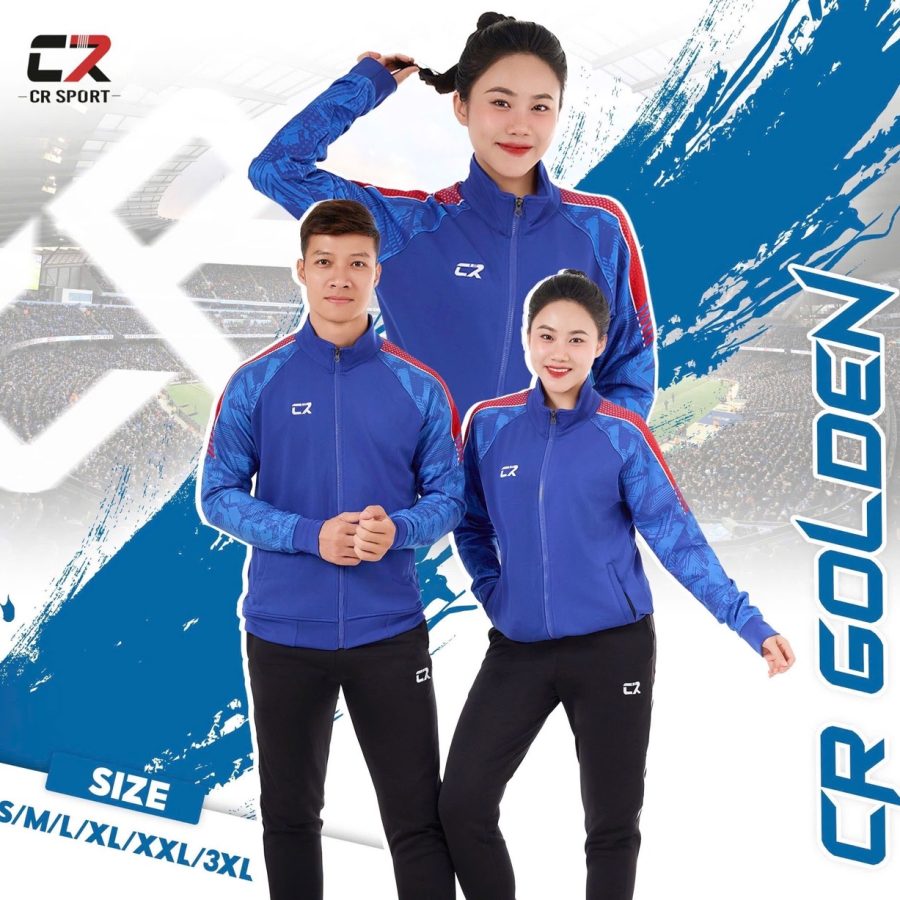 áo khoác nam nữ CR Golden mẫu xanh dương tươi
