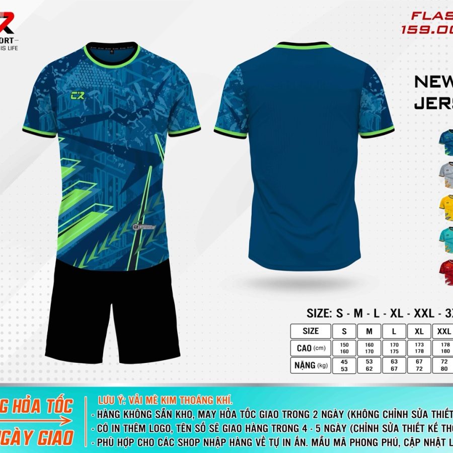 áo quần bóng đá CR Flast 1 xanh dương