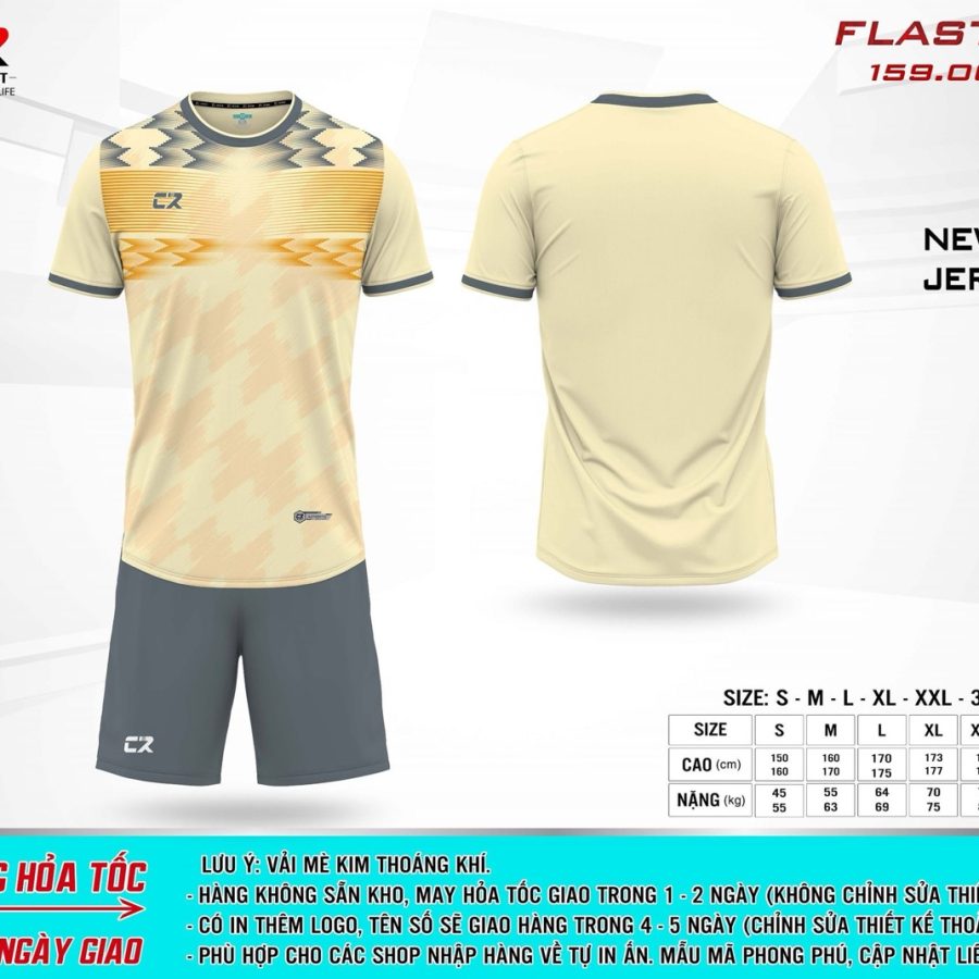 áo quần bóng đá CR Flast 13 vàng be