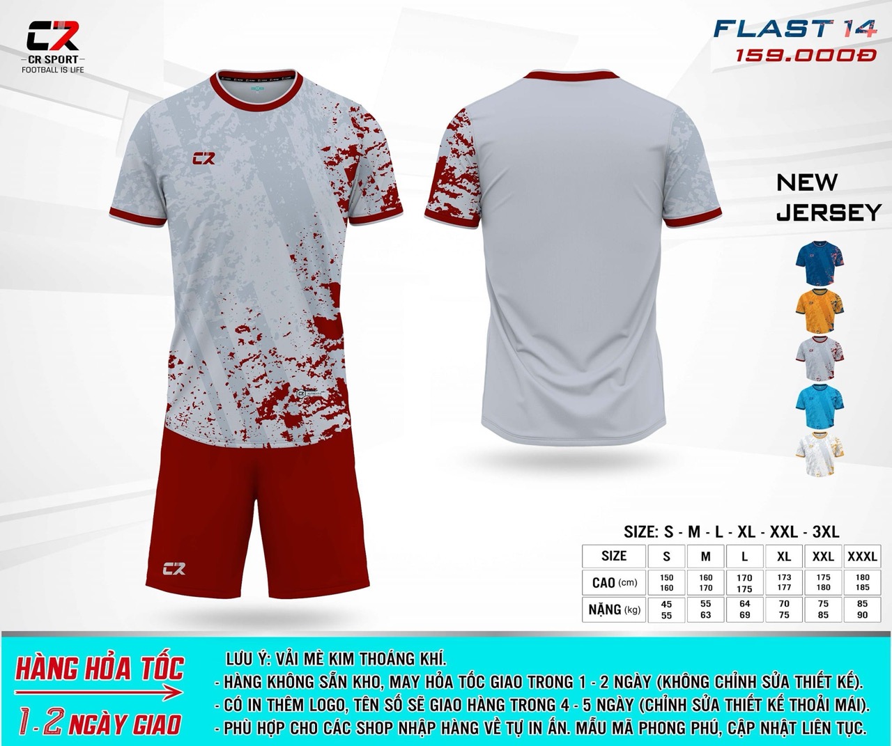 áo quần bóng đá CR Flast 14 đỏ xám áo quần bóng đá CR Flast 14 đỏ xám